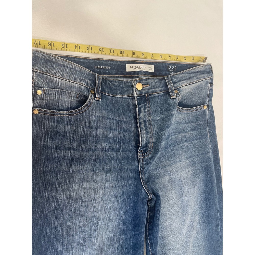 Liverpool Los Angeles Eco Logical The Girlfriend Jeans Raw Hem Medium Wash 14/32 - Picture 7 of 11